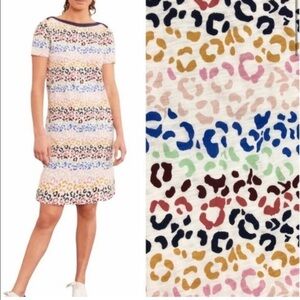 Boden Georgia Tee Shirt Shift Dress Preppy Rainbow Leopard Print, Size 6P